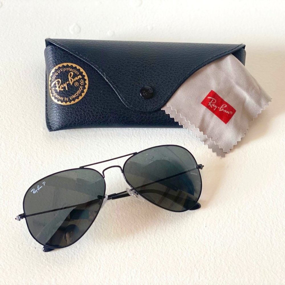 Rayban, Aviator Total Black, Polarized Sunglasses